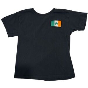 Irish Flag & Clover Patch Black Short Sleeve Crop Top size Small